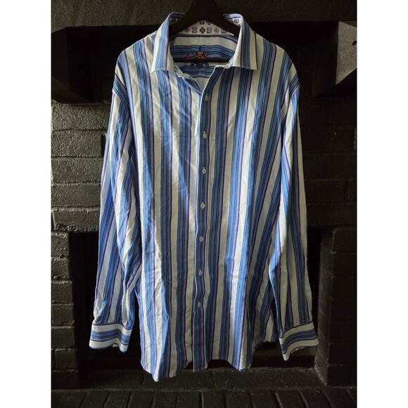 Robert Graham Blue Striped 2XLT Collared button down shirt - Picture 1 of 11
